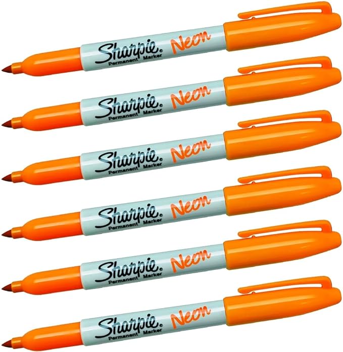 Sharpie Neon Permanent Marker Pens, Fine Point, Fluorescent Orange